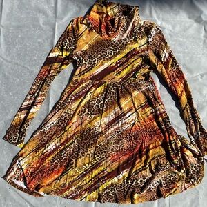 Thanksgiving dress! Animal Print Long Sleeve empire waist Dress